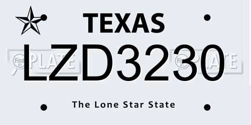 LZD3230 Texas License Plate