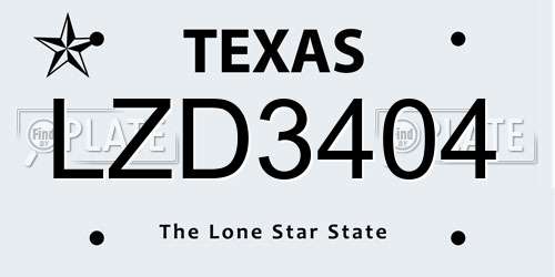 LZD3404 Texas License Plate