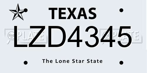 LZD4345 Texas License Plate