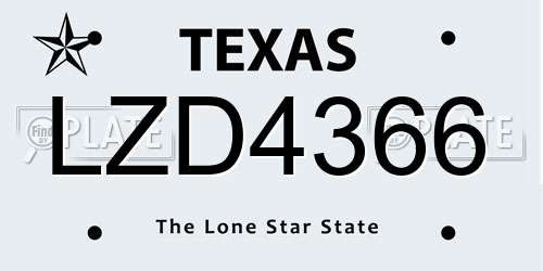 LZD4366 Texas License Plate