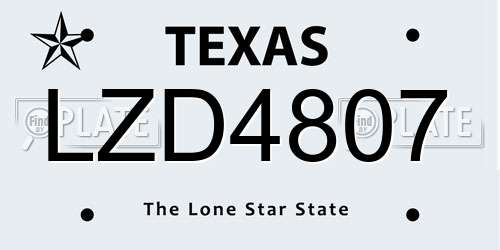LZD4807 Texas License Plate
