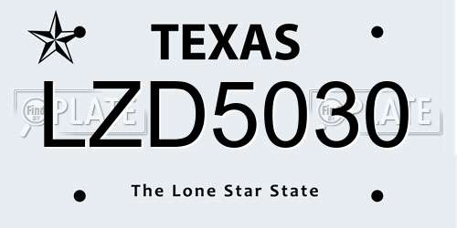 LZD5030 Texas License Plate
