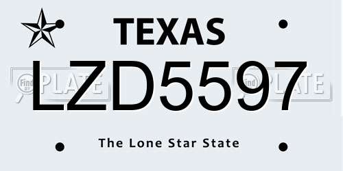 LZD5597 Texas License Plate