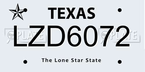 LZD6072 Texas License Plate