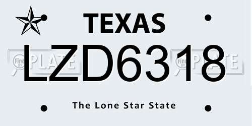 LZD6318 Texas License Plate