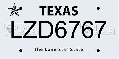 LZD6767 Texas License Plate