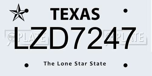 LZD7247 Texas License Plate