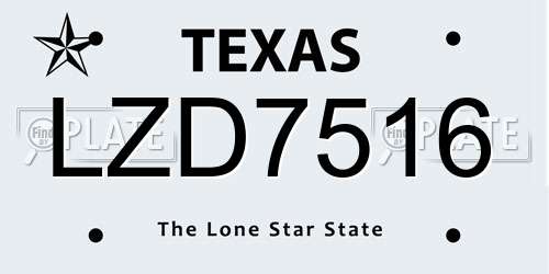LZD7516 Texas License Plate