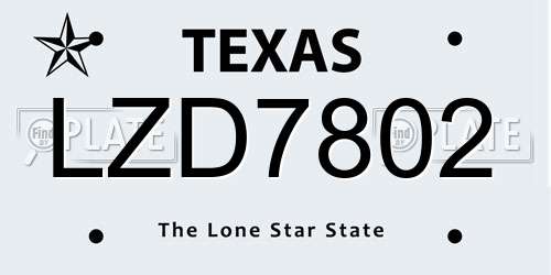 LZD7802 Texas License Plate