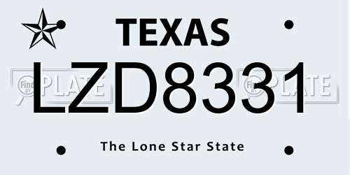LZD8331 Texas License Plate