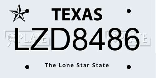 LZD8486 Texas License Plate