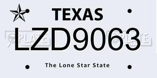 LZD9063 Texas License Plate