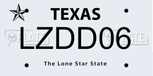 LZDD06 Texas License Plate