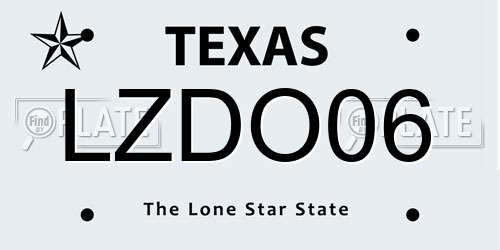 LZDO06 Texas License Plate