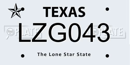 LZG043 Texas License Plate