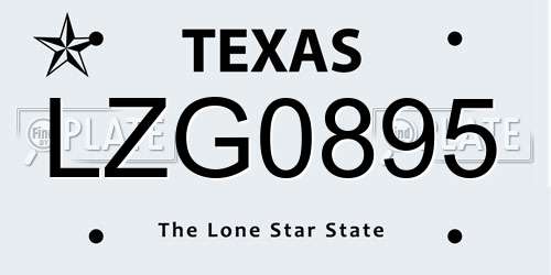 LZG0895 Texas License Plate