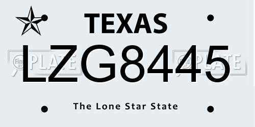 LZG8445 Texas License Plate