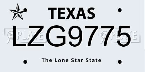 LZG9775 Texas License Plate