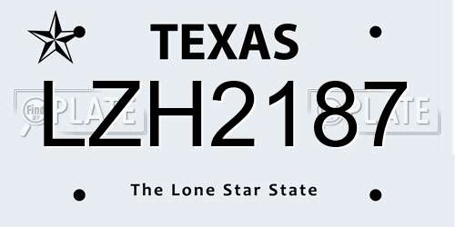 LZH2187 Texas License Plate