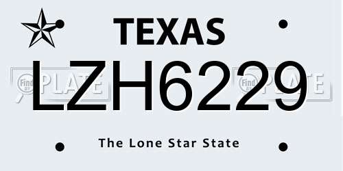 LZH6229 Texas License Plate