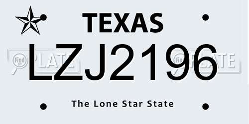 LZJ2196 Texas License Plate