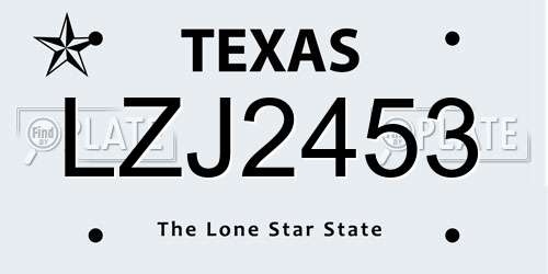 LZJ2453 Texas License Plate