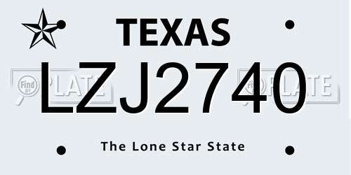 LZJ2740 Texas License Plate