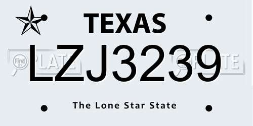 LZJ3239 Texas License Plate