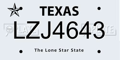 LZJ4643 Texas License Plate