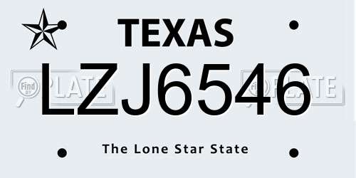 LZJ6546 Texas License Plate