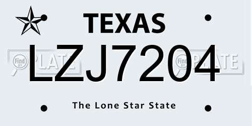 LZJ7204 Texas License Plate