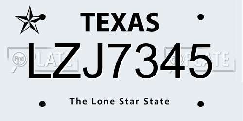 LZJ7345 Texas License Plate