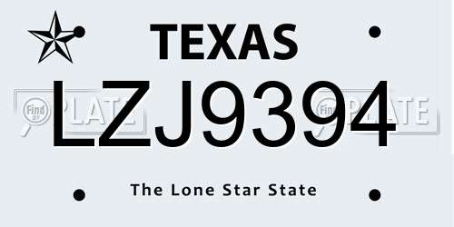 LZJ9394 Texas License Plate