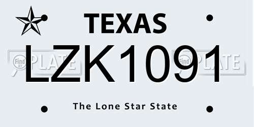 LZK1091 Texas License Plate