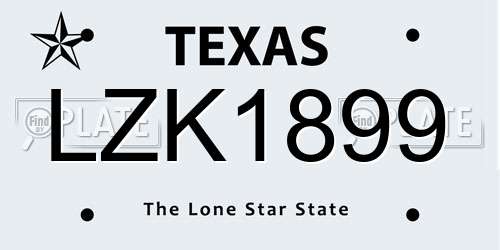LZK1899 Texas License Plate