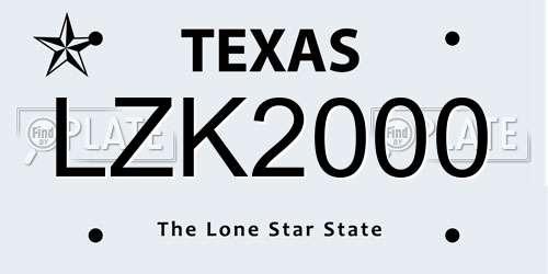 LZK2000 Texas License Plate