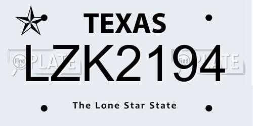 LZK2194 Texas License Plate