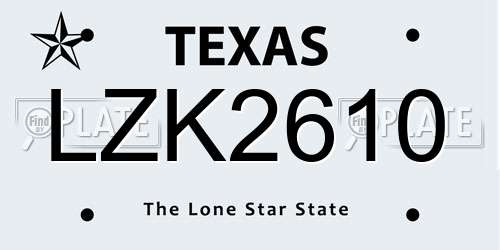 LZK2610 Texas License Plate