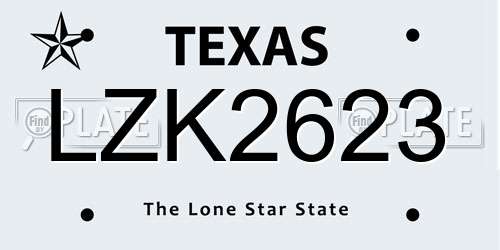 LZK2623 Texas License Plate