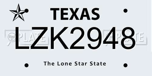 LZK2948 Texas License Plate