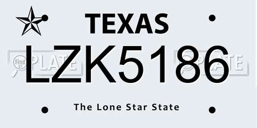 LZK5186 Texas License Plate