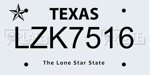 LZK7516 Texas License Plate