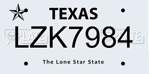 LZK7984 Texas License Plate