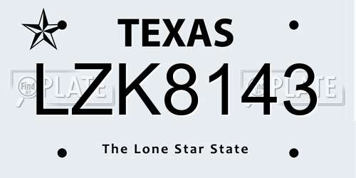 LZK8143 Texas License Plate