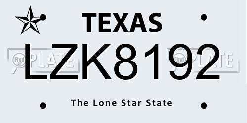 LZK8192 Texas License Plate