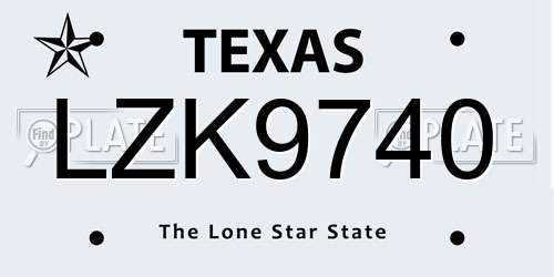LZK9740 Texas License Plate