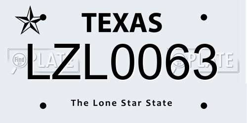 LZL0063 Texas License Plate