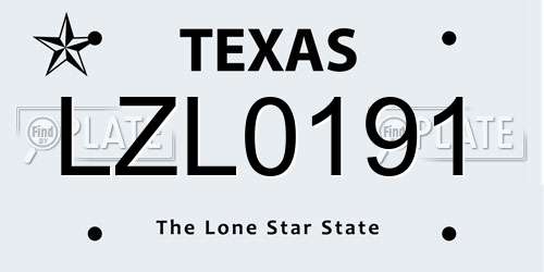 LZL0191 Texas License Plate