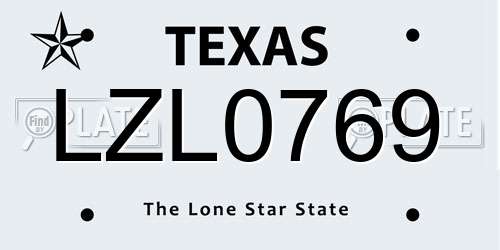 LZL0769 Texas License Plate