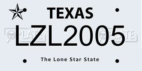 LZL2005 Texas License Plate
